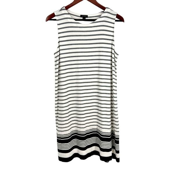 J Jill Wearever Collection Medium Petite MP Black White Cozy Soft Artsy Dress - Picture 1 of 8